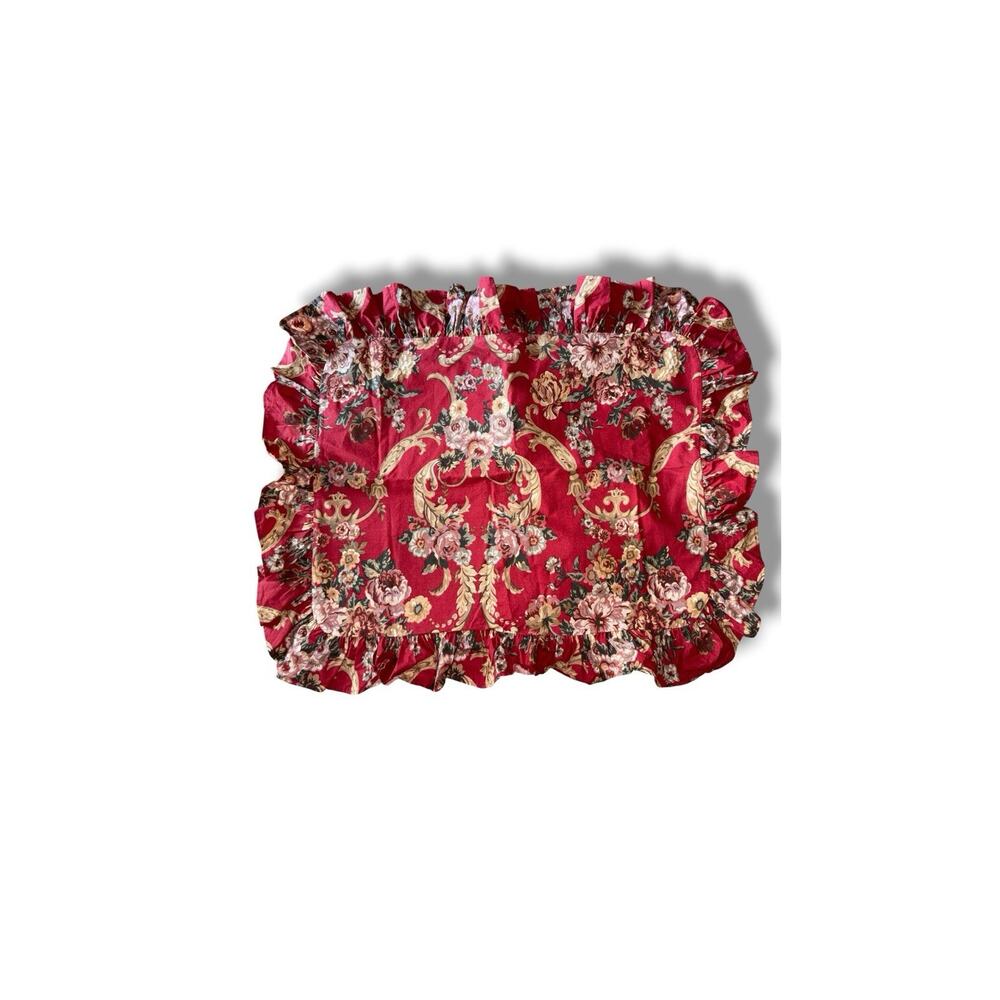 Vintage Ralph Lauren Danielle Marseilles Standard Sham Red Floral Ruffled